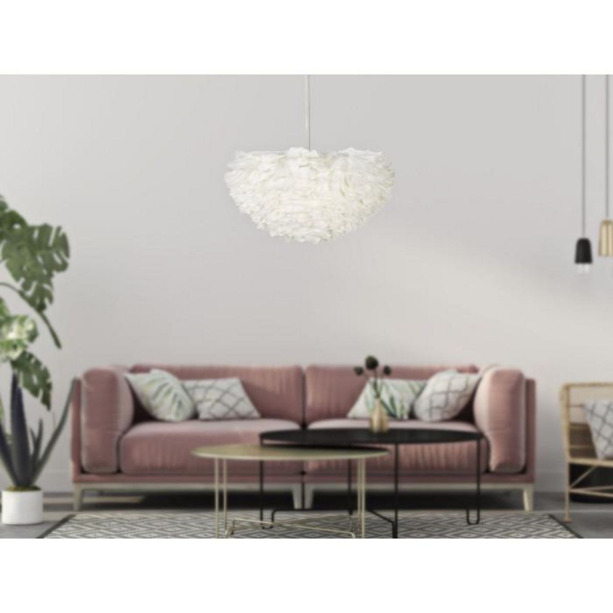 Paris Prix Lampe Suspension Déco  Imitation Plume  60cm Blanc