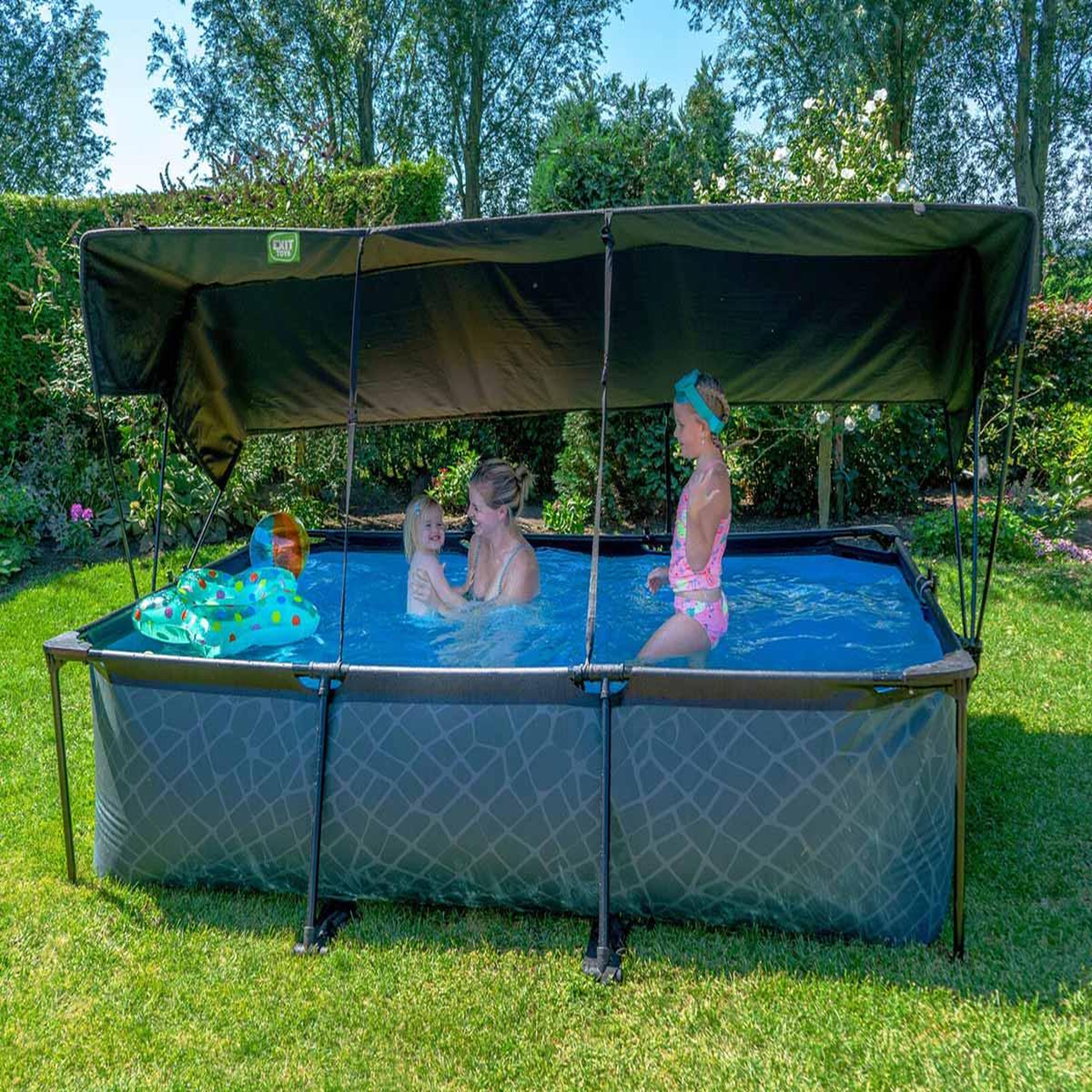 Voir la diapositive 4 : EXIT TOYS Voile d'ombrage pour piscine tubulaire rectangulaire 2,20 x 1,50 m - Exit Toys