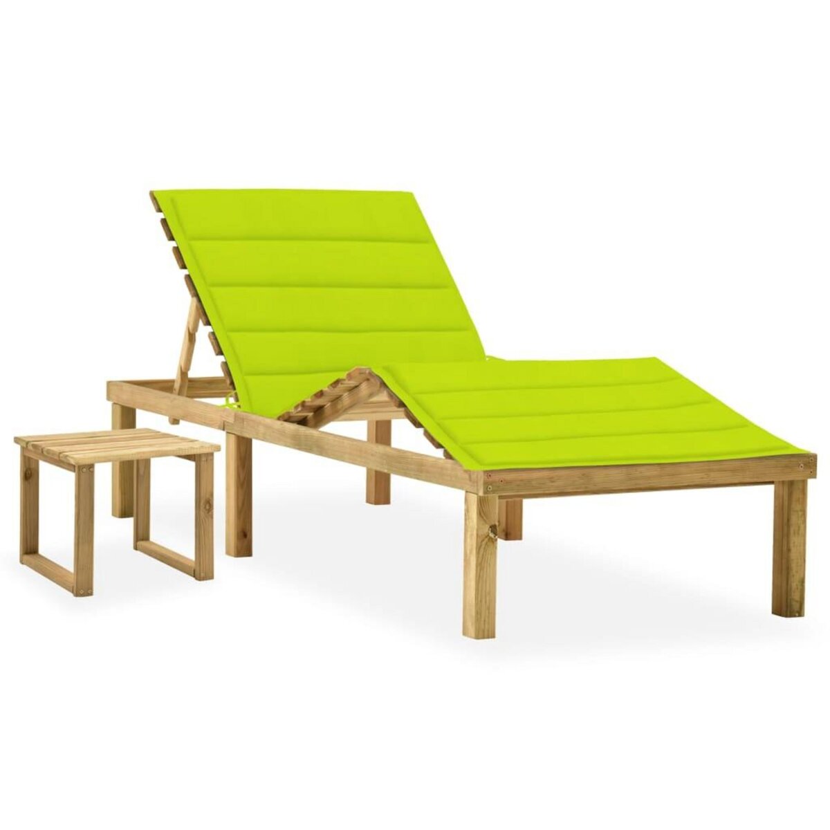 VIDAXL Chaise longue de jardin avec table et coussin Pin impregne