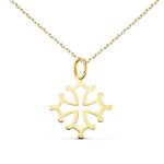 L'ATELIER D'AZUR Collier - Médaille Croix Occitane Or 18 Carats 750/000 Jaune - Chaine Dorée