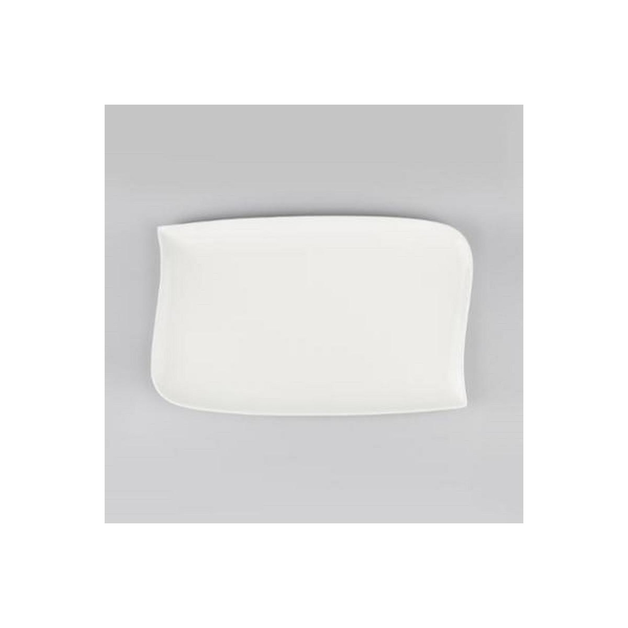 Voir la diapositive 2 : SECRET DE GOURMET Lot de 6 Assiettes Plates Rectangulaires  Vague  28cm Blanc
