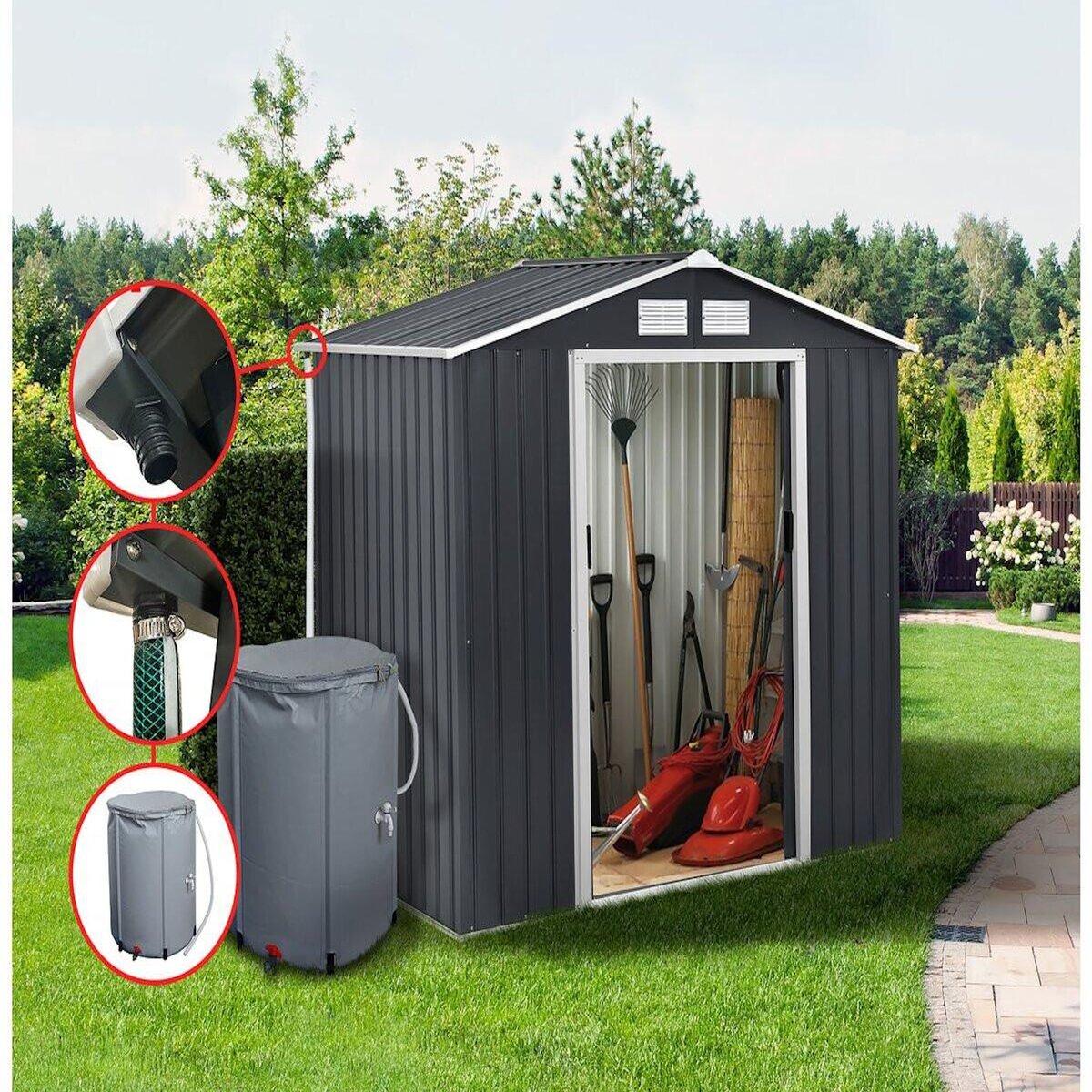 Habitat et Jardin Gouttière pour abri de jardin en métal et garage de 13 à 18.5m2