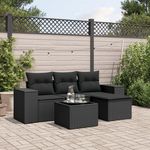 VIDAXL Salon de jardin 5 pcs avec coussins noir resine tressee