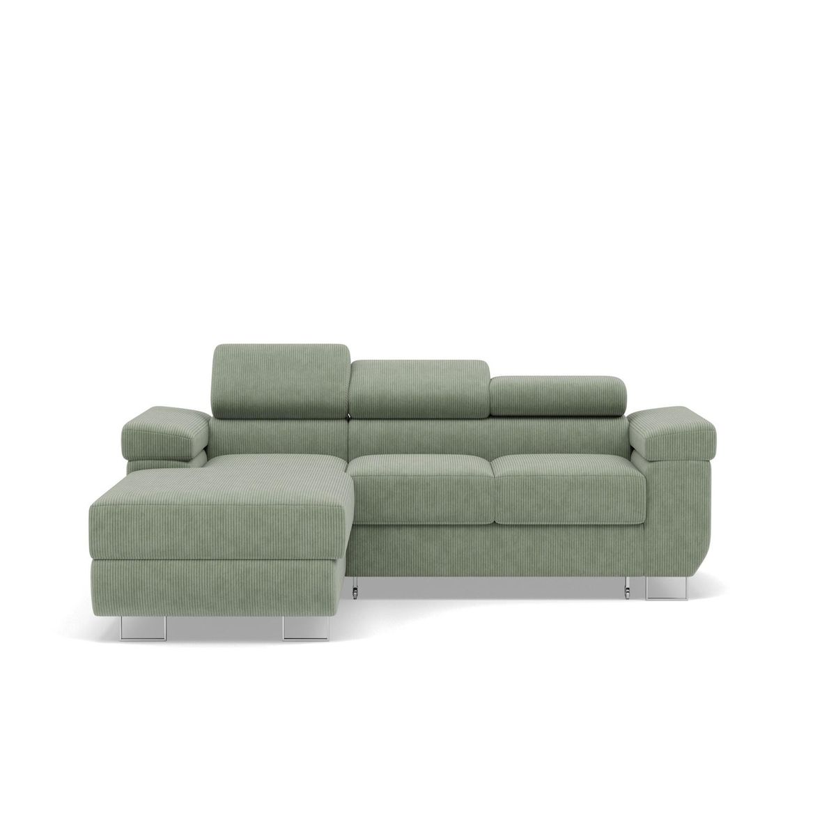 BEST MOBILIER Pablo - canapé d'angle gauche - 6 places - convertible avec coffre et têtières réglables - en velours côtelé