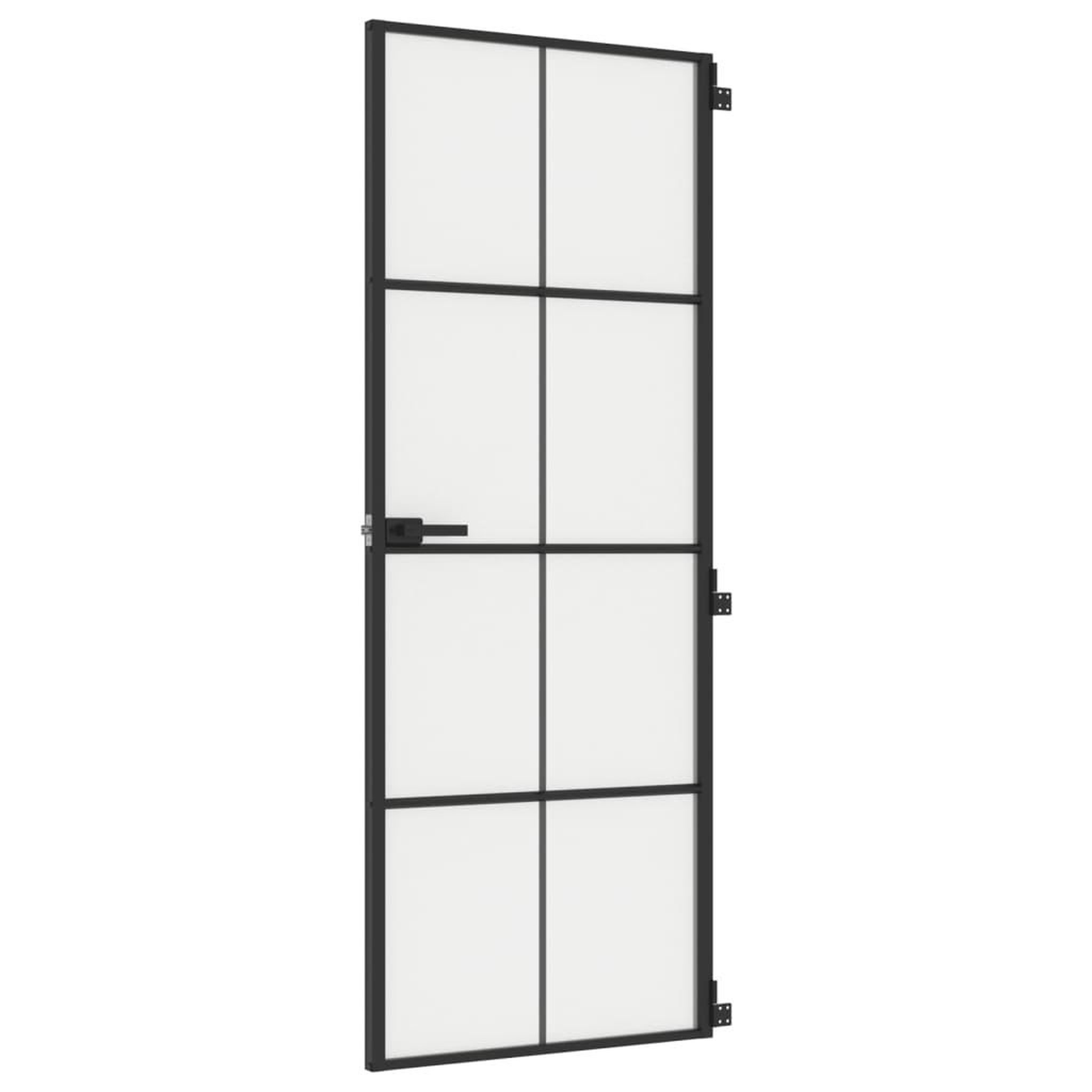 Voir la diapositive 2 : VIDAXL Porte interieure mince noir 76x201,5 cm verre trempe aluminium