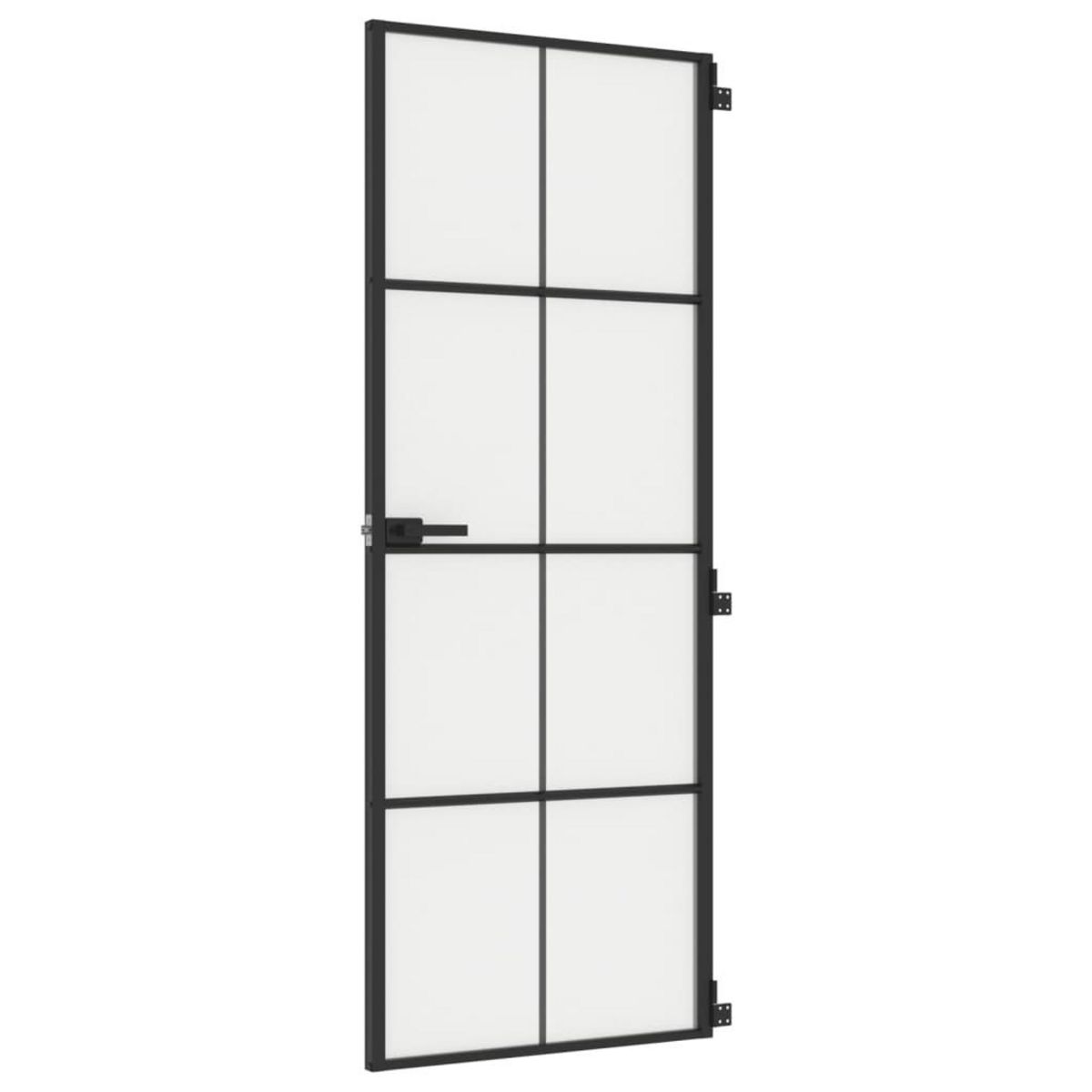 VIDAXL Porte interieure mince noir 76x201,5 cm verre trempe aluminium