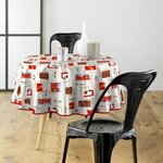 Paris Prix Nappe Toile Cirée Ronde  Tulipe  160cm Rouge
