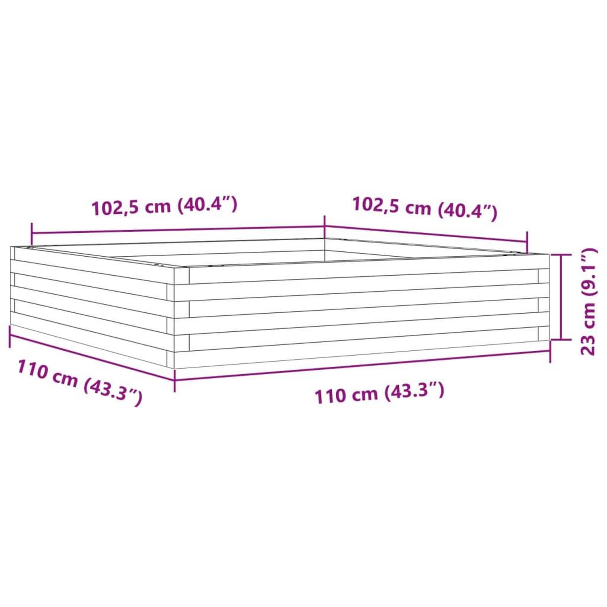 Voir la diapositive 6 : VIDAXL Jardiniere cire marron 110x110x23 cm bois de pin massif