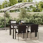 VIDAXL Ensemble a manger de jardin coussins 5pcs Noir Resine tressee