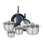 ELO Ensemble de 2 Poêles de cuisson 24 et 28 cm et 4 faitouts 14, 16, 20 et 24 cm Elo Prima Brillant