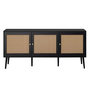 Voir la diapositive 1 : BEST MOBILIER Goto - meuble tv - noir et cannage - 3 portes - 167 cm