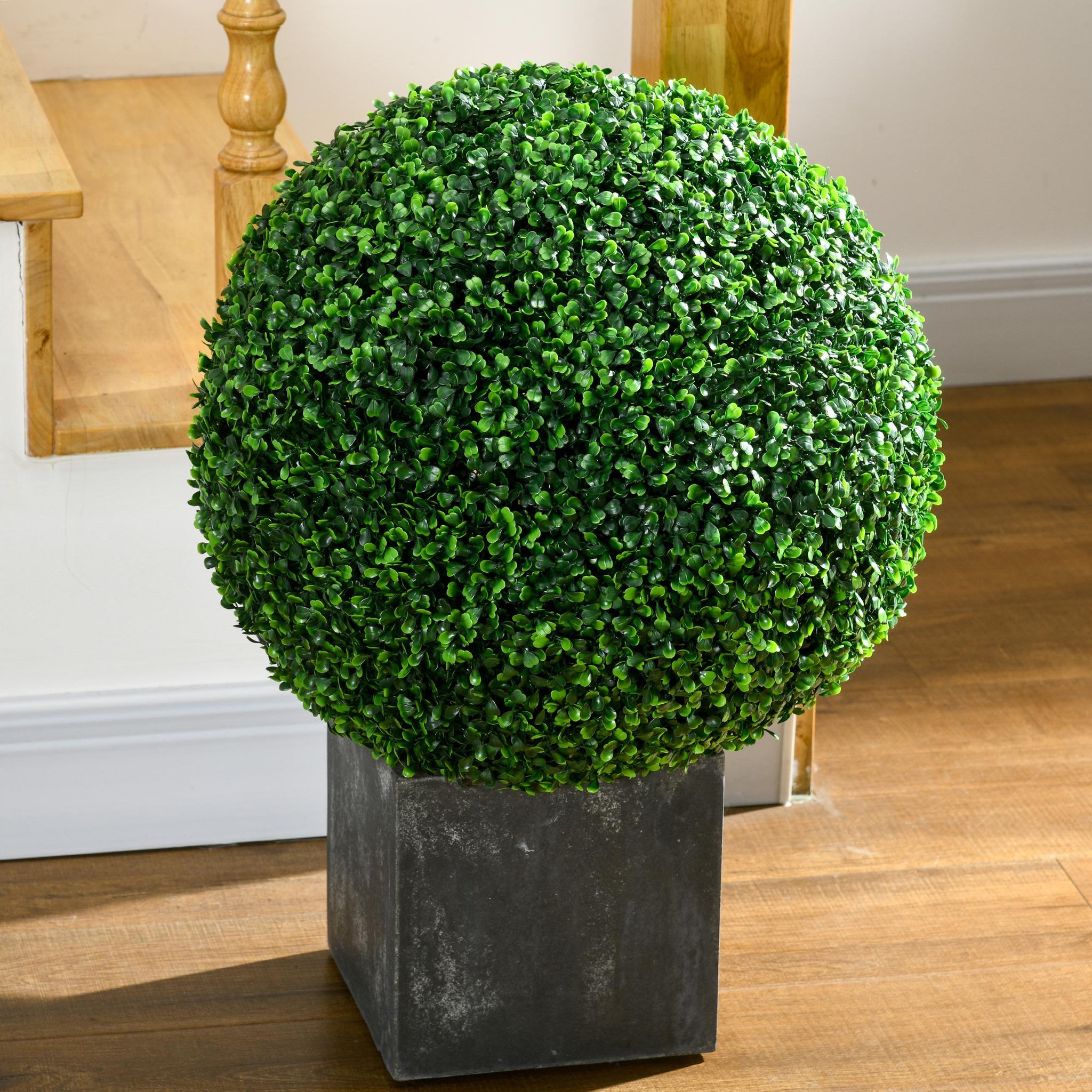 Voir la diapositive 6 : HOMCOM Lot de 2 buis artificiels topiaires artificielles en forme de boule Ø 50 cm PE vert