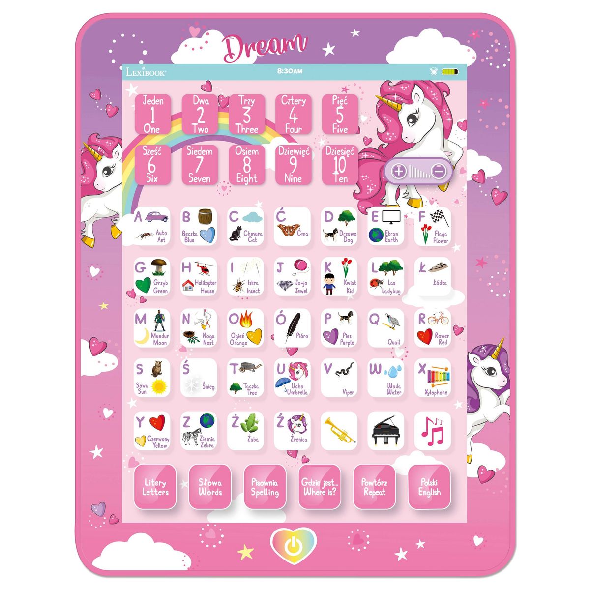 Lexibook Tablette Éducative bilingue Licorne en polonais et en anglais