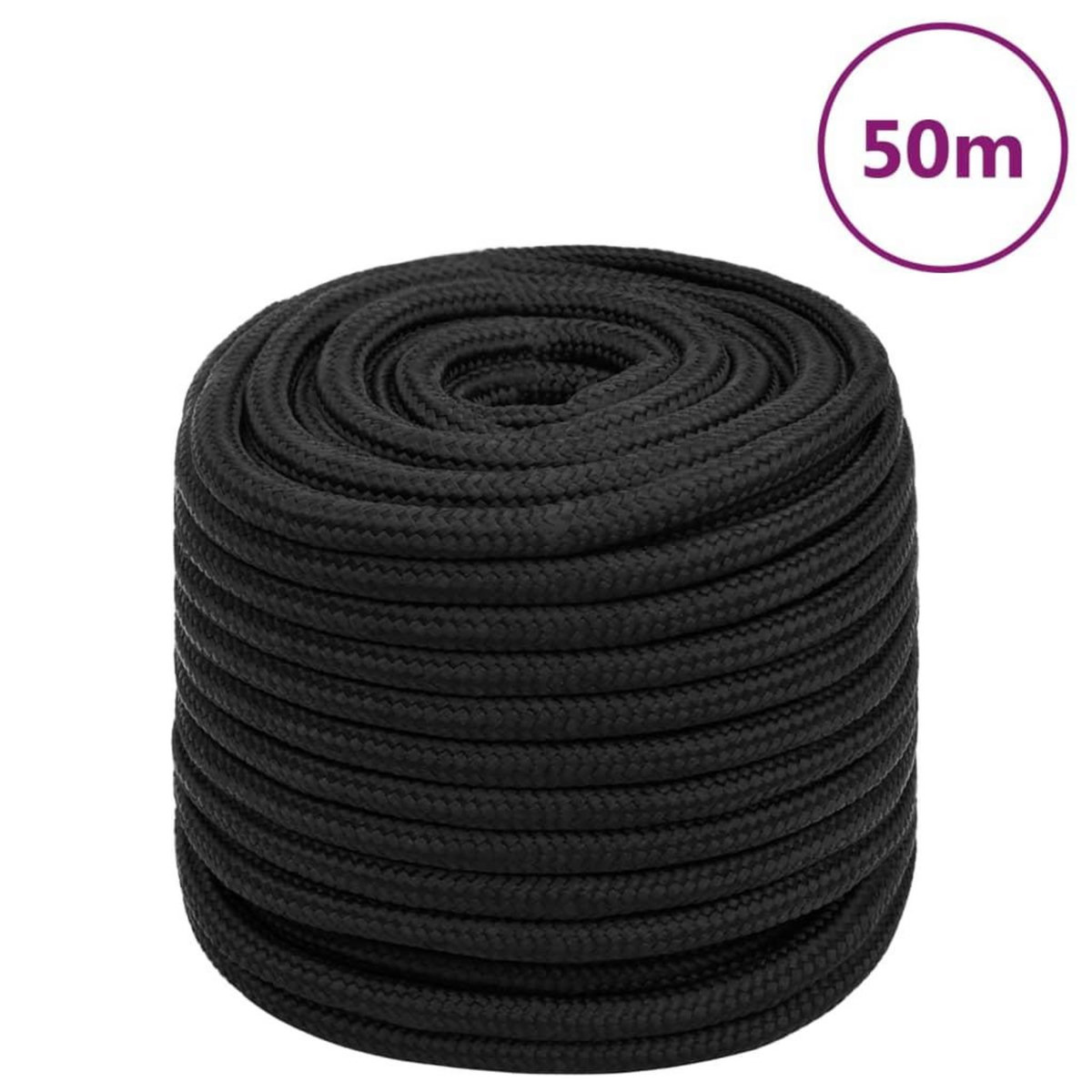 VIDAXL Corde de bateau Noir complet 16 mm 50 m Polypropylene
