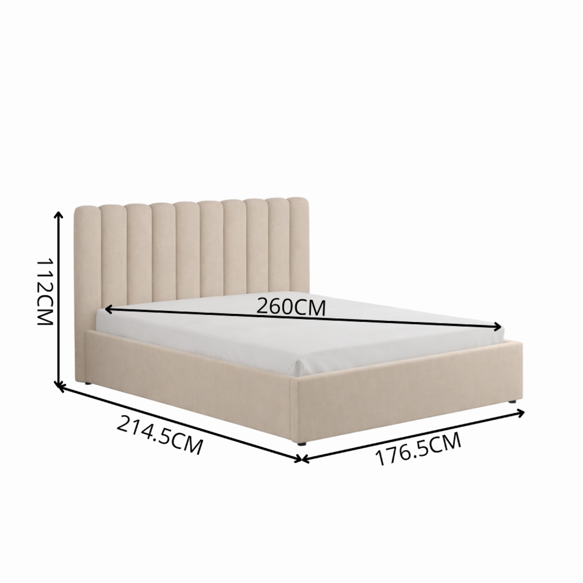 CONCEPT USINE Lit avec coffre de rangement 160x200cm velours beige SAVANNAH