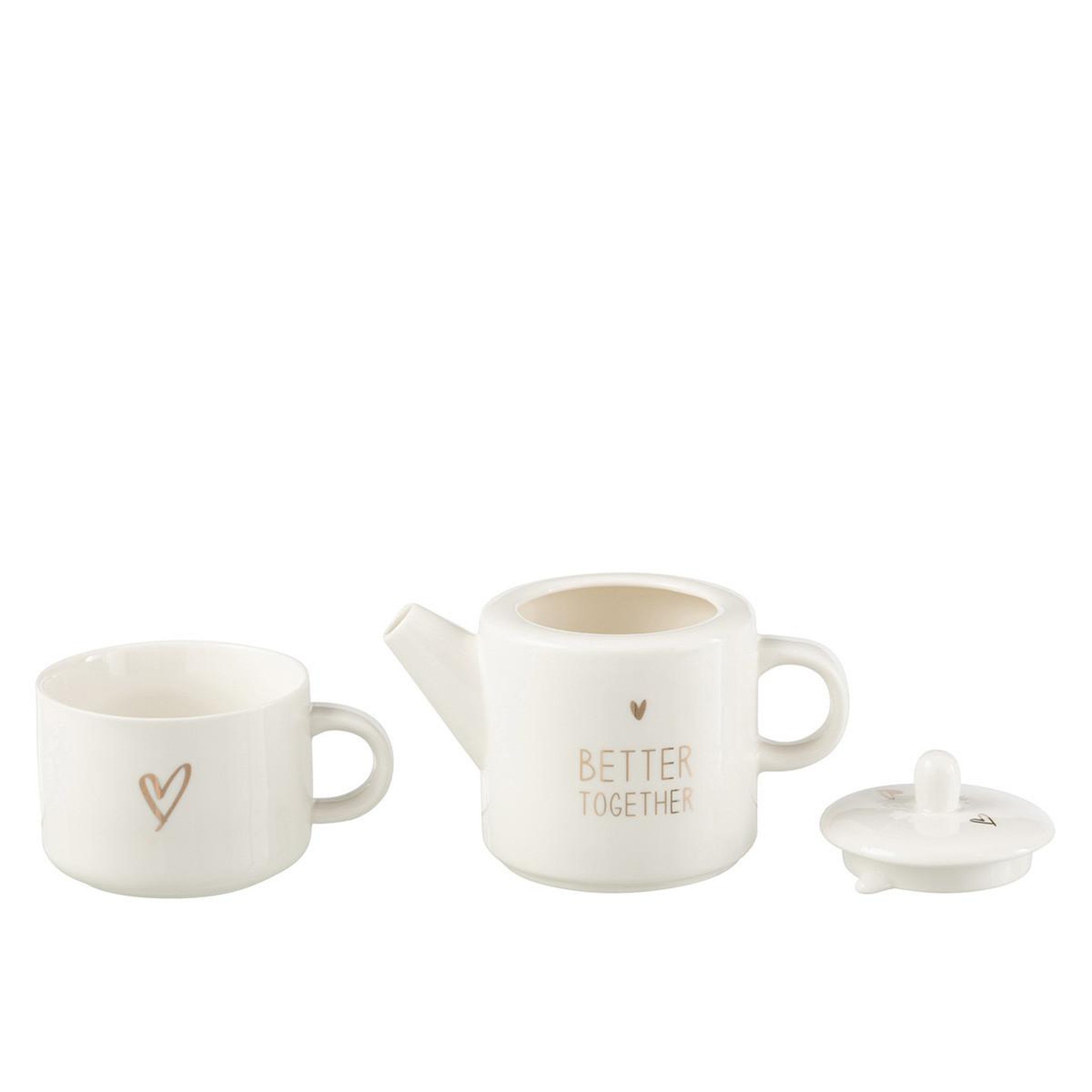 Voir la diapositive 3 : J-LINE Théière Avec Tasse  Cœur  78cl Blanc