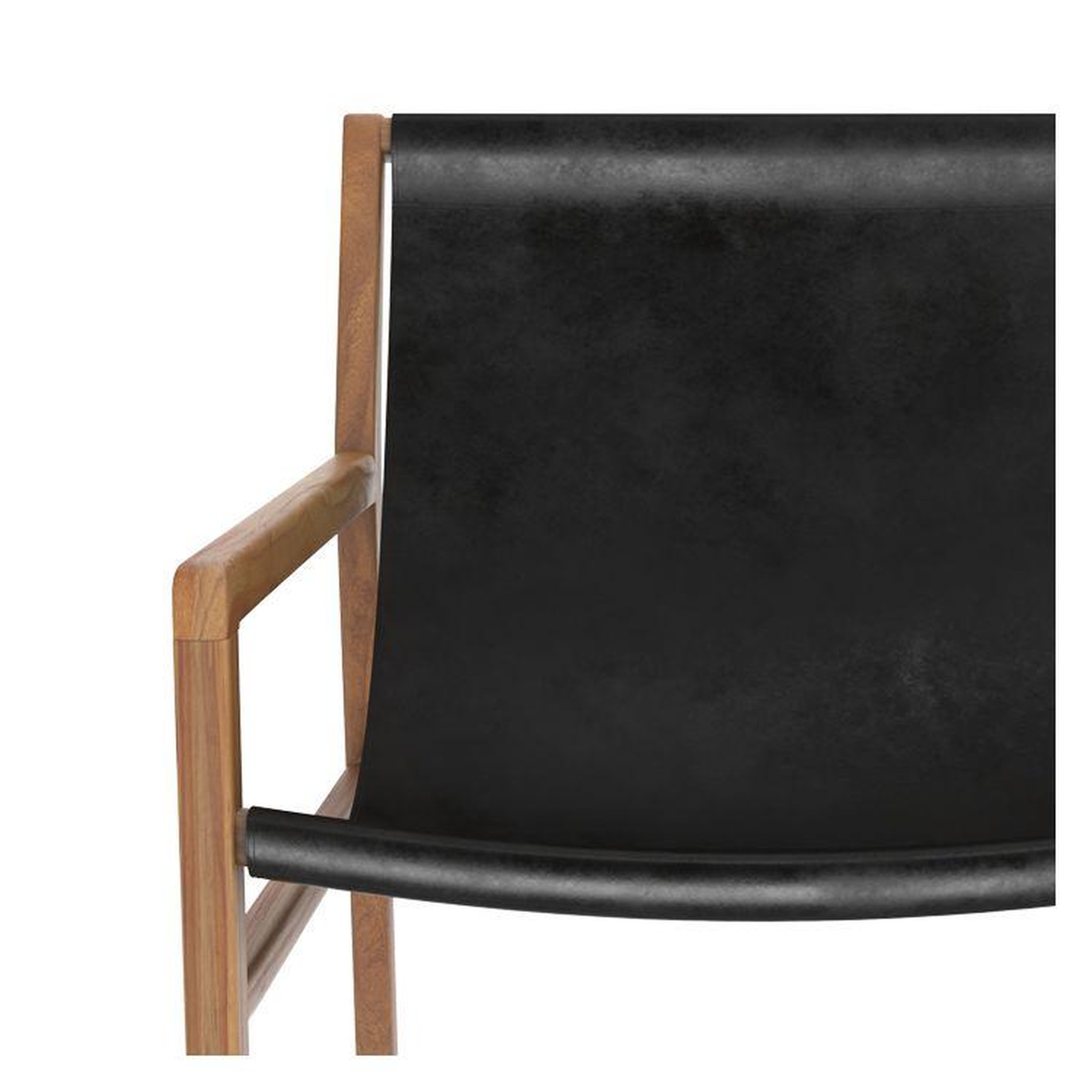 Voir la diapositive 6 : MAISON PAVANE Fauteuil lounge en teck et cuir de vachette noir-apache