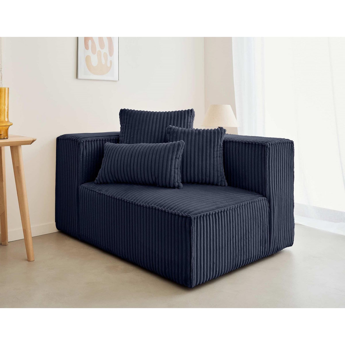 LISA DESIGN Colombine - module d'assise gauche - en velours côtelé grosses côtes