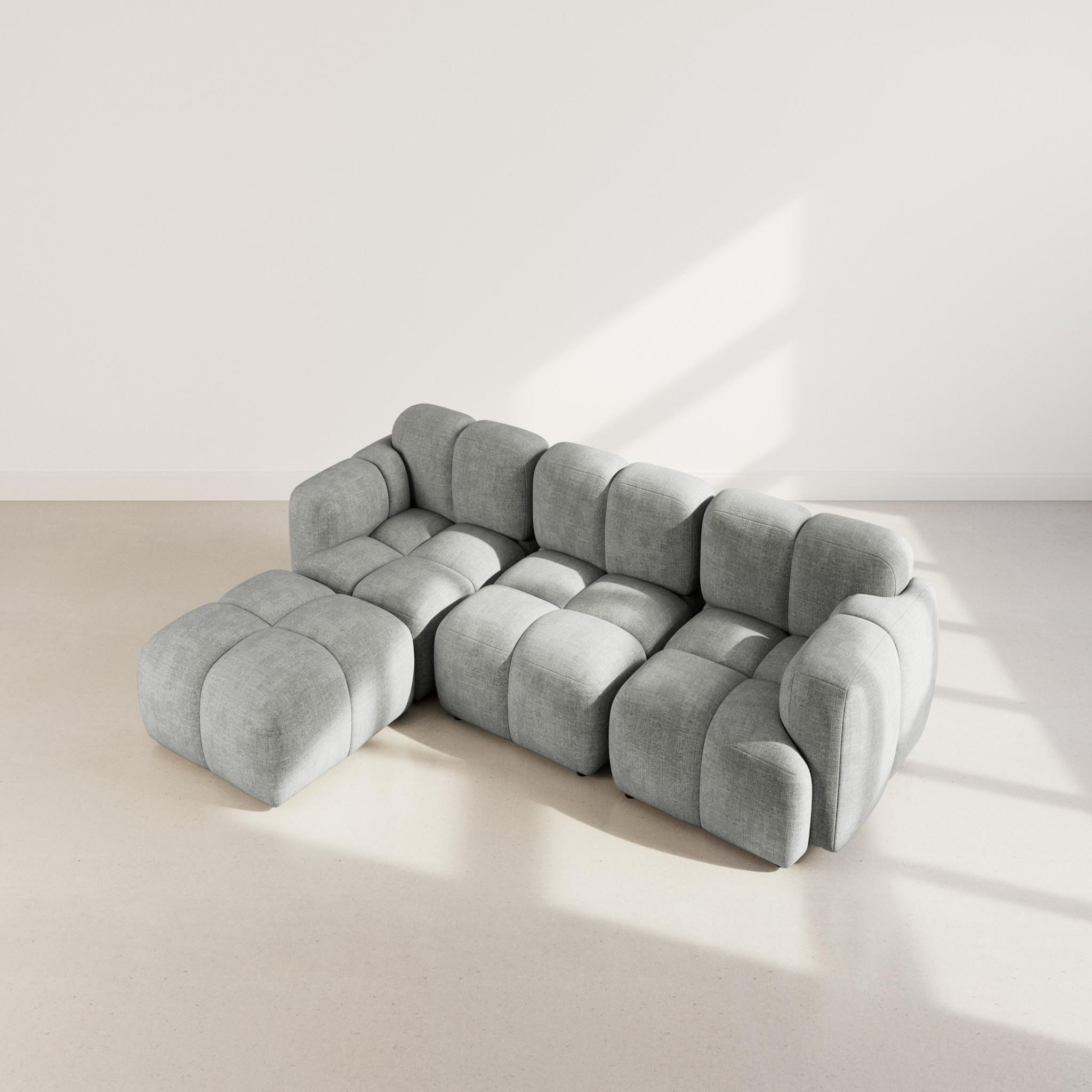 Voir la diapositive 3 : BEST MOBILIER Grace - canapé modulable d'angle réversible 4 places en velours texturé