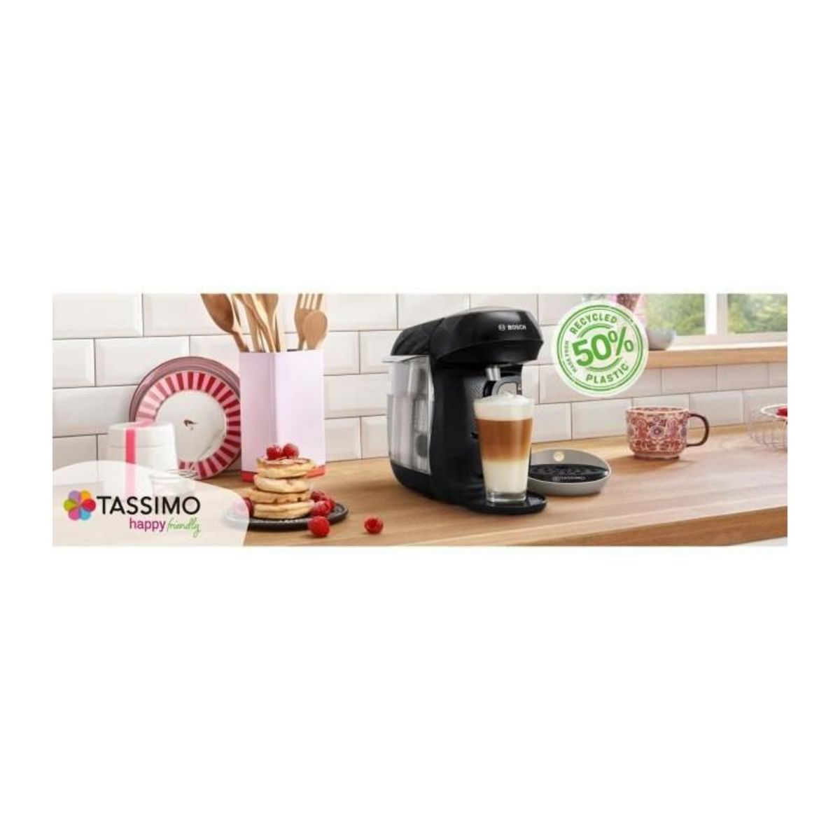 BOSCH Machine a café - BOSCH - TAS109E - Tassimo Happy - 1400 W - 0,7 L - Creme / Noir