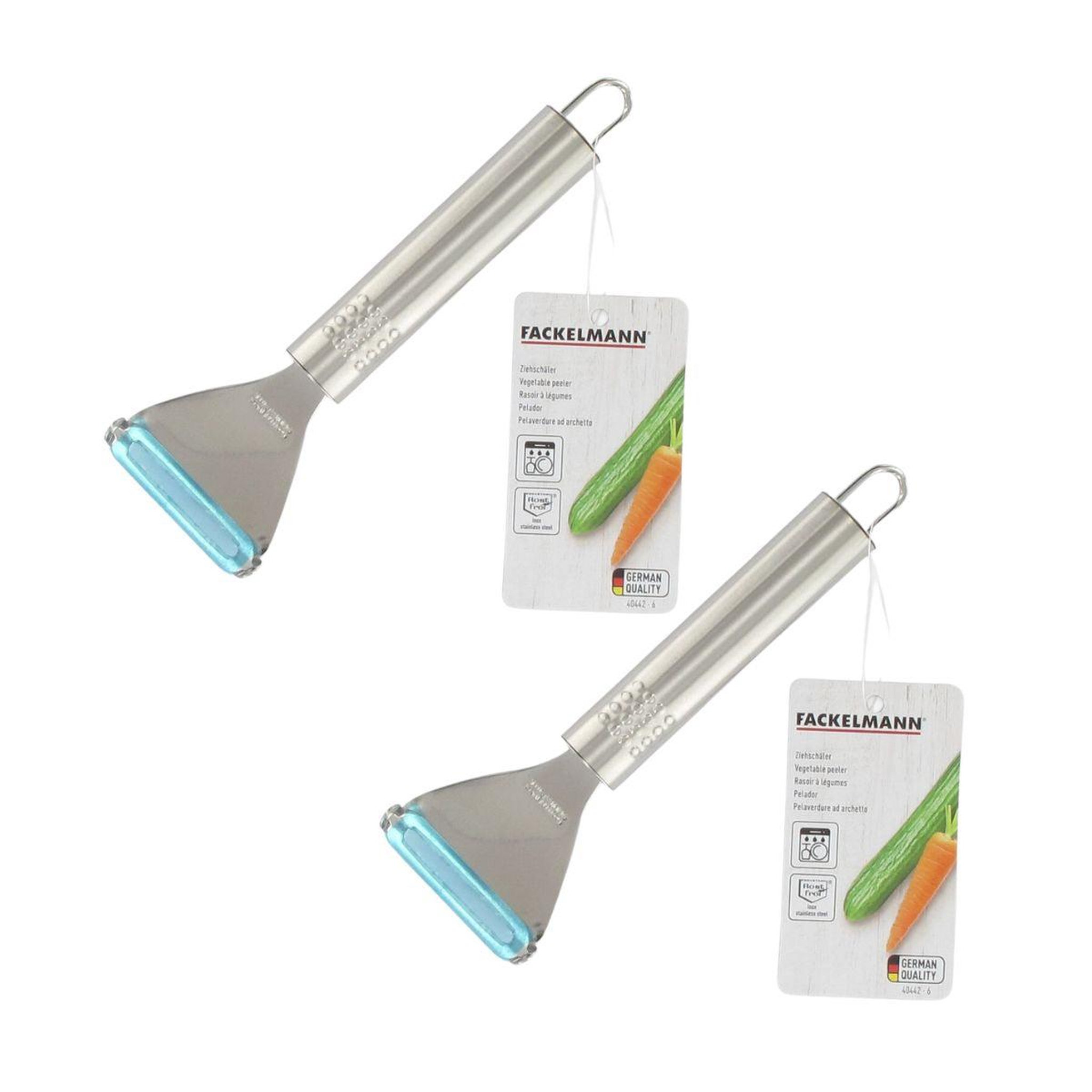 Voir la diapositive 4 : Fackelmann Lot de 2 rasoirs à légumes inox 18 cm fackelmann ovale