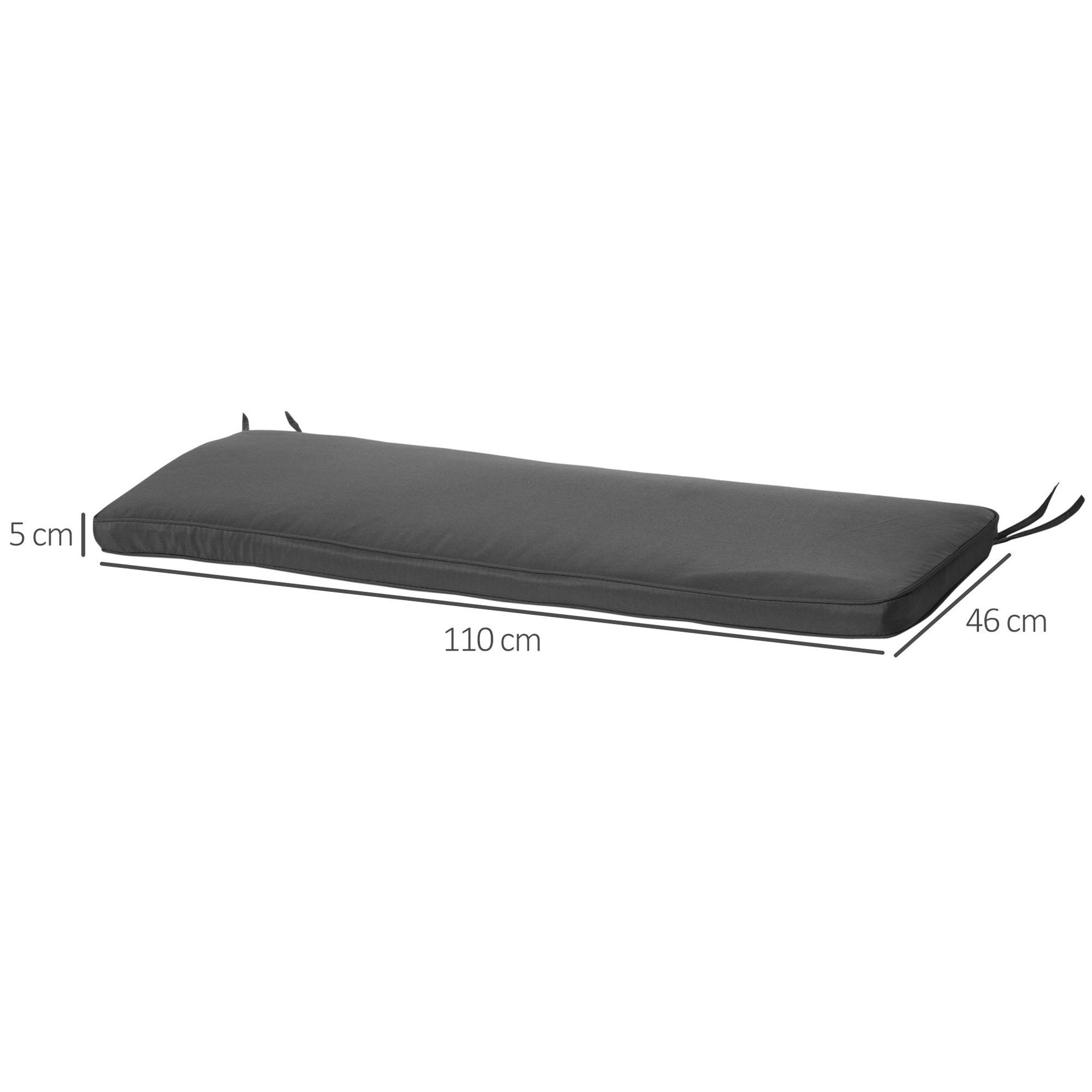 Voir la diapositive 3 : OUTSUNNY Coussin matelas assise pour banc de jardin balancelle canapé 2 places - déhoussable - dim. 110L x 46l x 5H cm - polyester gris