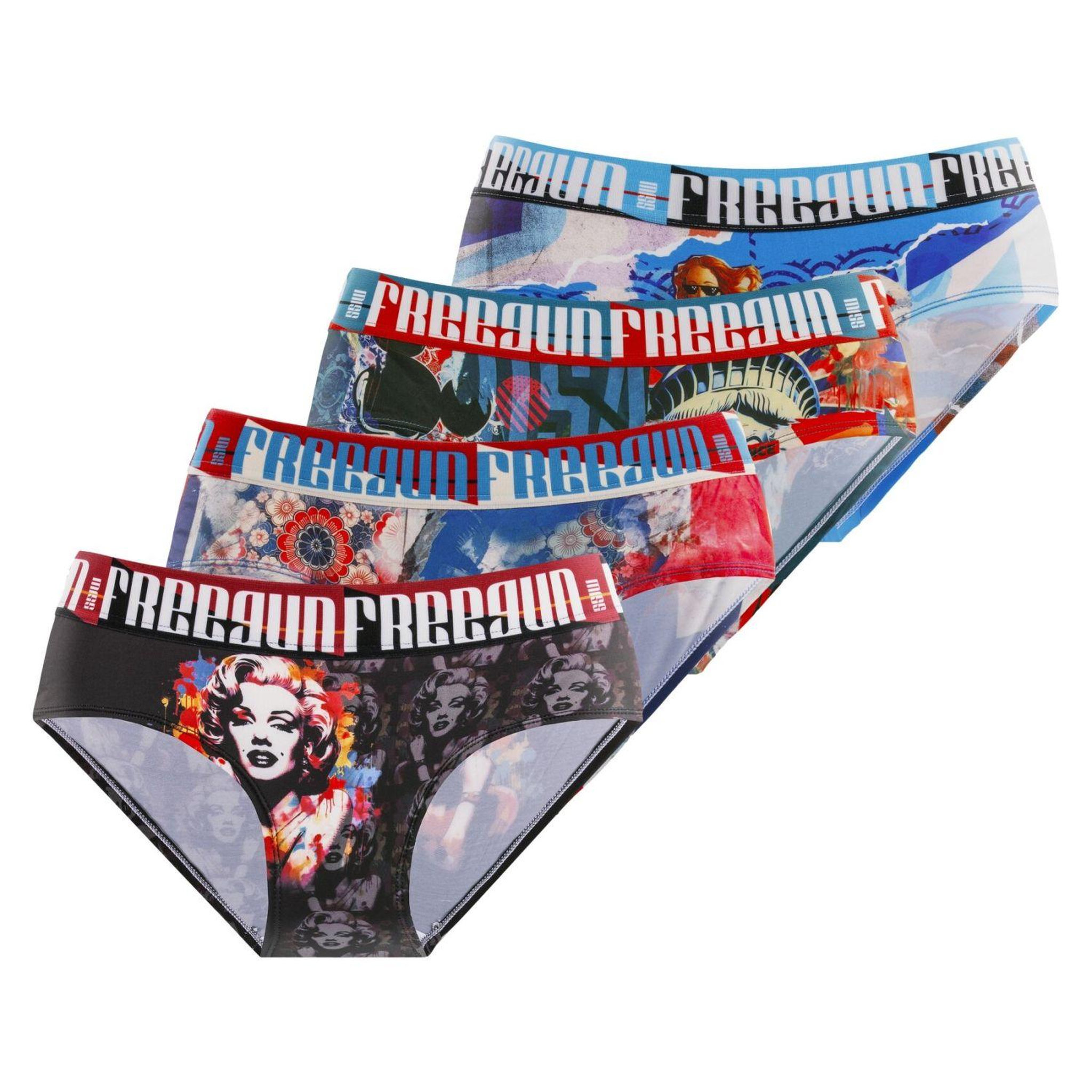 Voir la diapositive 1 : FREEGUN Lot de 4 culottes fille Pop Art