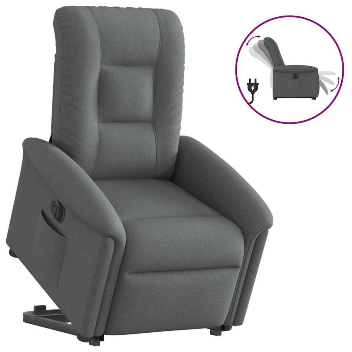 VIDAXL Fauteuil inclinable electrique gris fonce tissu