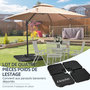 Voir la diapositive 4 : OUTSUNNY Pied de parasol lot de 4 dalles pour parasol déporté à lester dim. tot. 100L x 100l x 8H cm HDPE noir