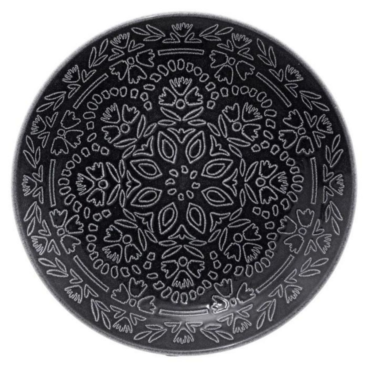 SECRET DE GOURMET Lot de 6 Assiettes Plates  Midnight Garden  26cm Noir