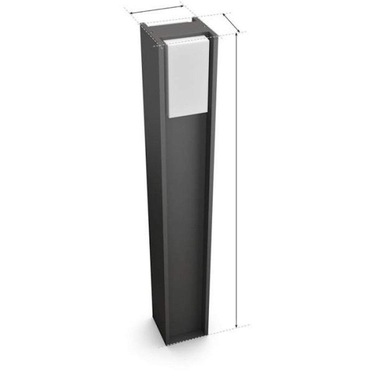 PHILIPS HUE Borne lumineuse - PHILIPS HUE - Turaco - Gris anthracite - IP44 - Lumiere blanche et colorée - 1100 lumens