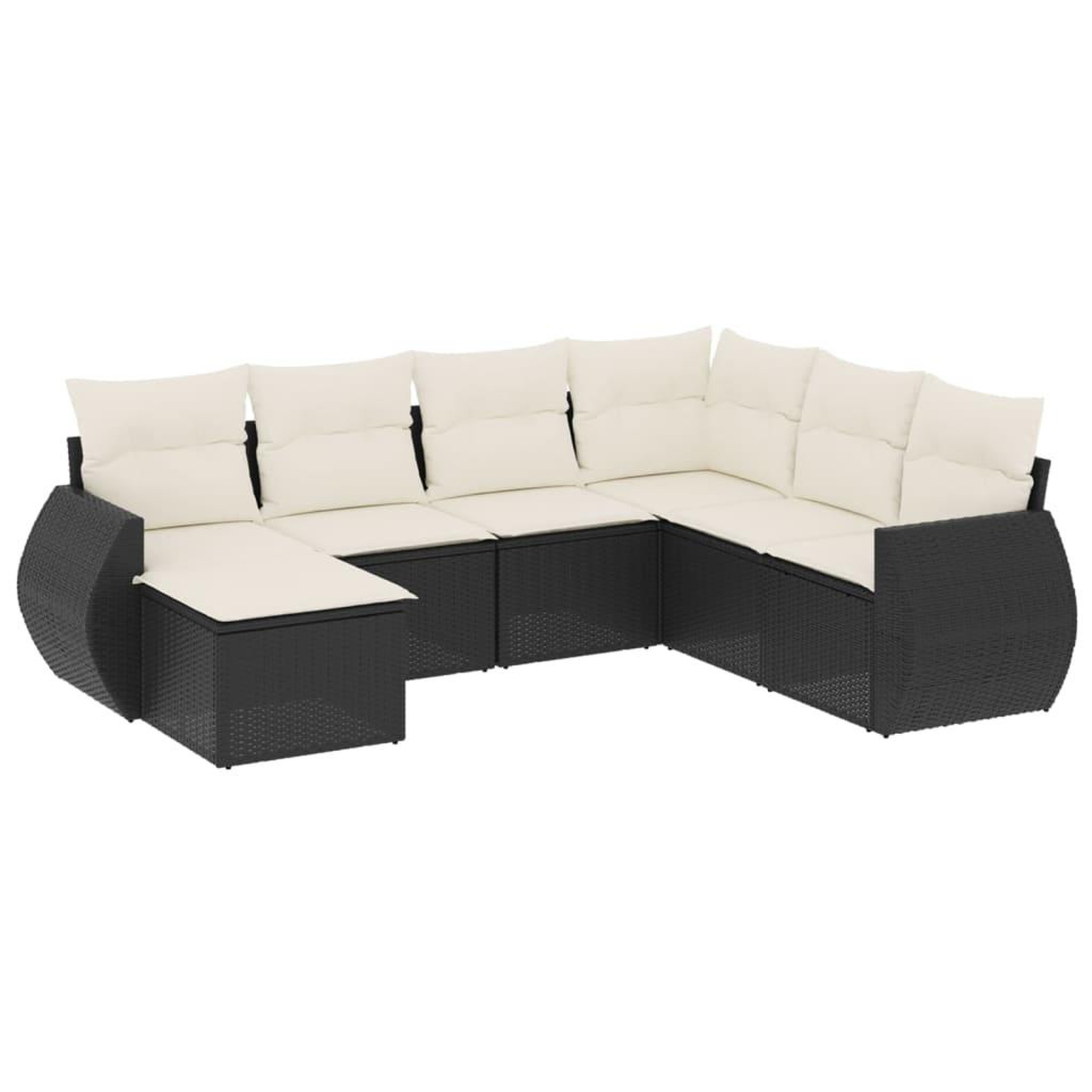 Voir la diapositive 2 : VIDAXL Salon de jardin 7 pcs avec coussins noir resine tressee