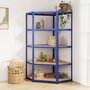 Voir la diapositive 1 : VIDAXL Etagere d'angle a 5 niveaux Bleu Acier et bois d'ingenierie