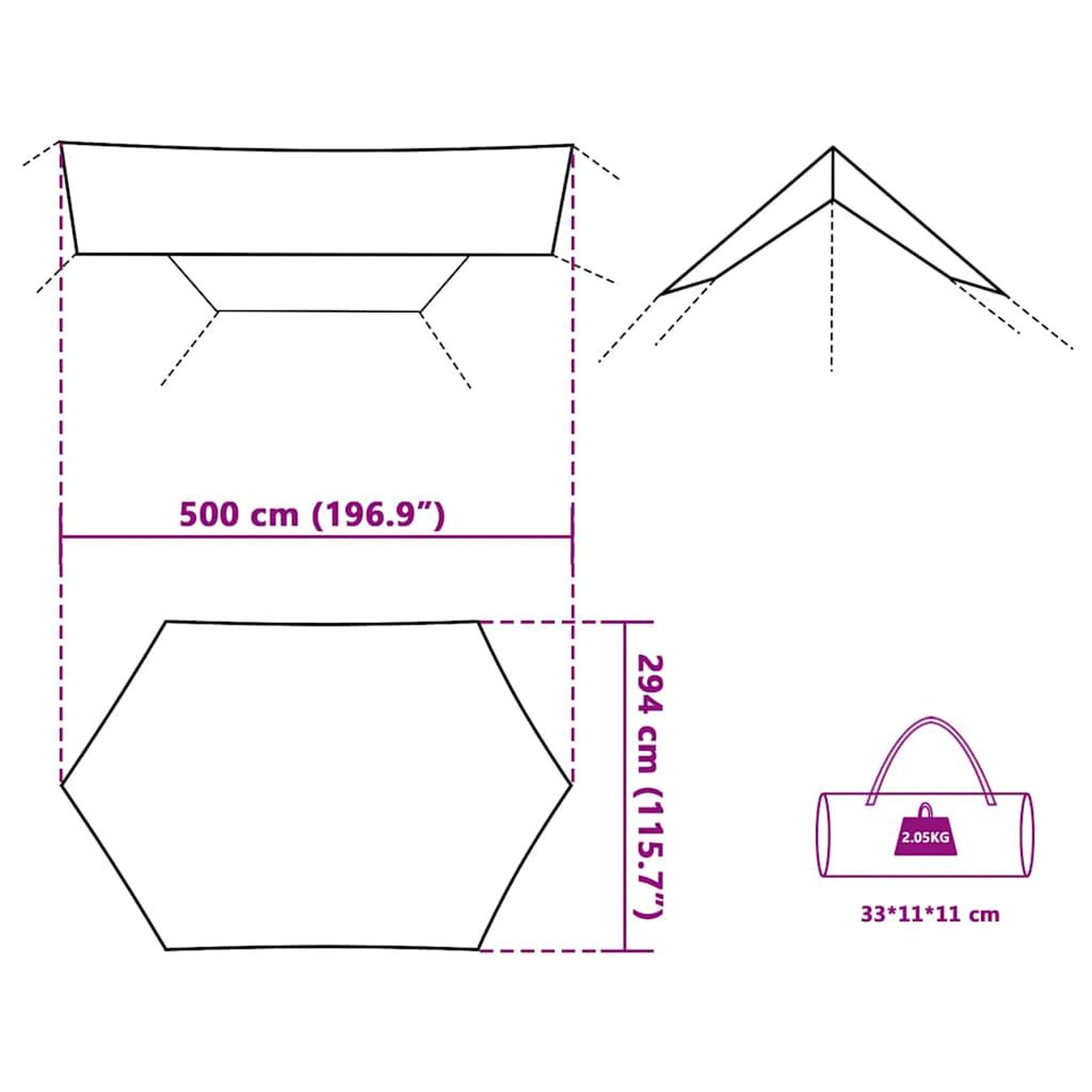 Voir la diapositive 6 : VIDAXL Bache de camping vert 500x294 cm impermeable