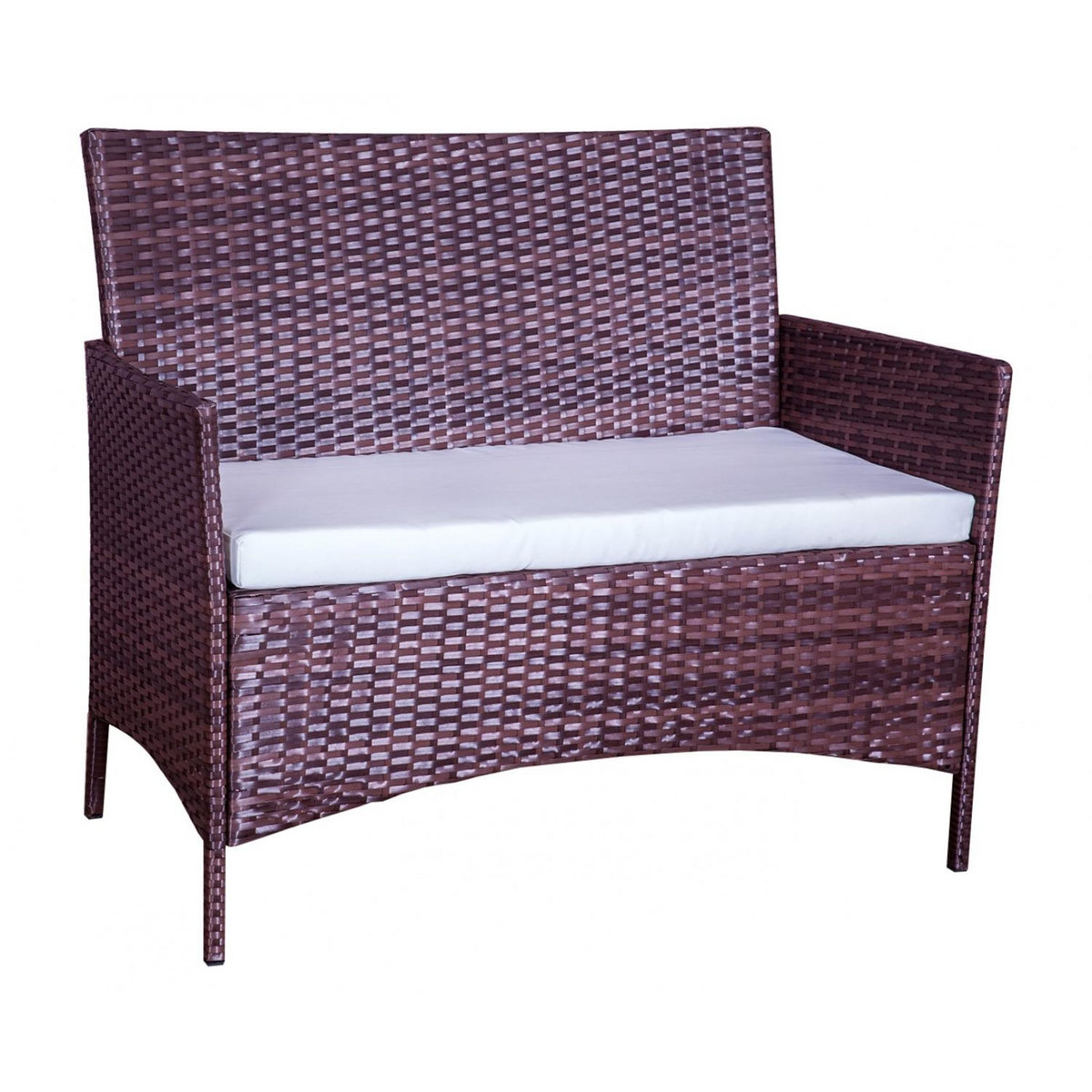 CONCEPT USINE Salon de jardin 4 places en résine tressée marron et blanc MYKONOS