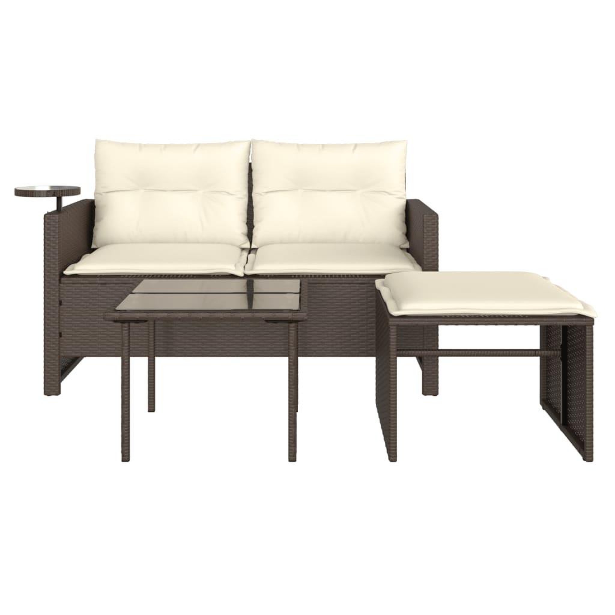 Voir la diapositive 5 : VIDAXL Salon de jardin avec coussins 3 pcs marron resine tressee