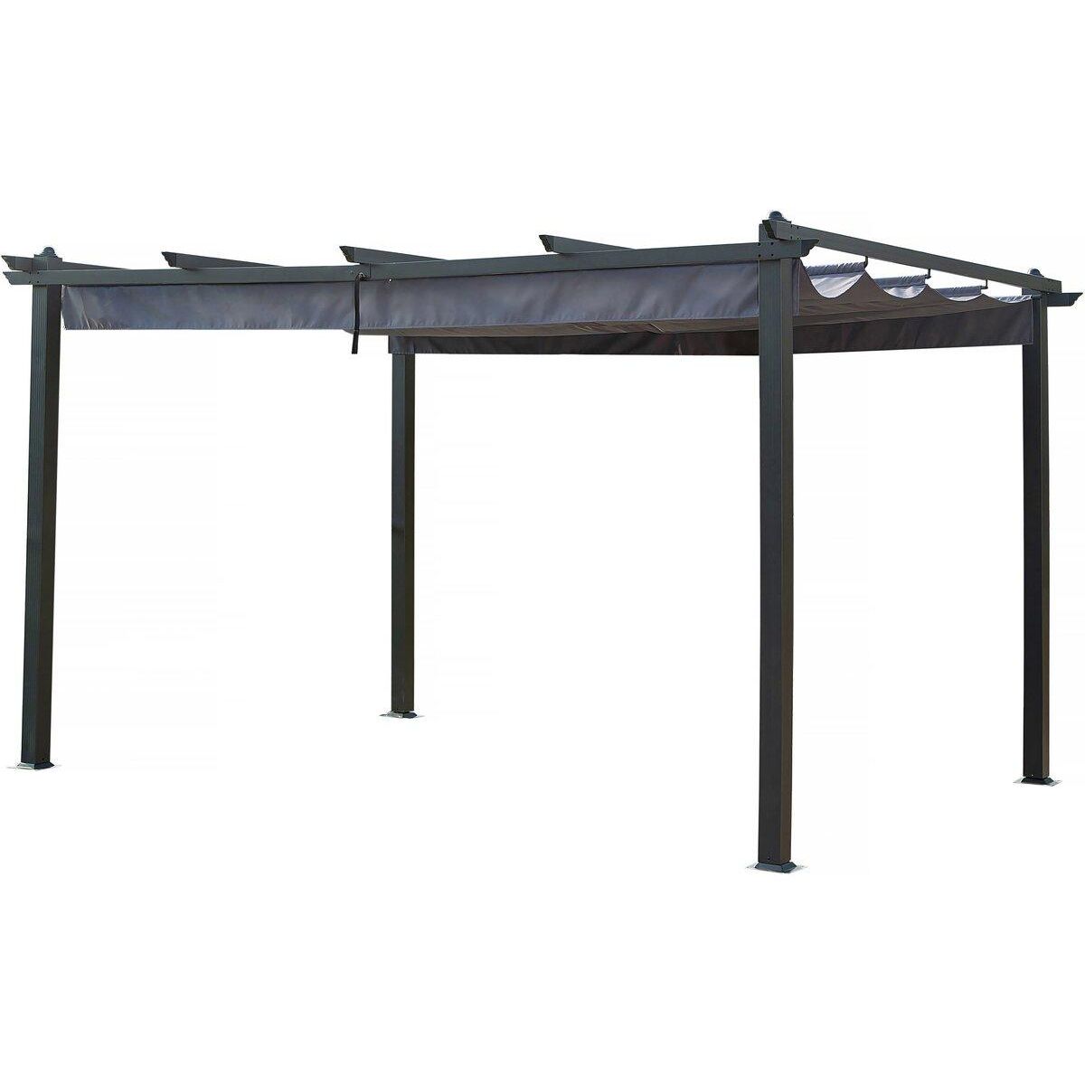 Habitat et Jardin Pergola en aluminium avec toit rétractable - 3 x 4 m - Gris anthracite