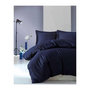 Voir la diapositive 1 : MENZZO Set housse de couette 240x220cm et 2 taies d'oreiller Lovina uni Satin de Coton Bleu foncé