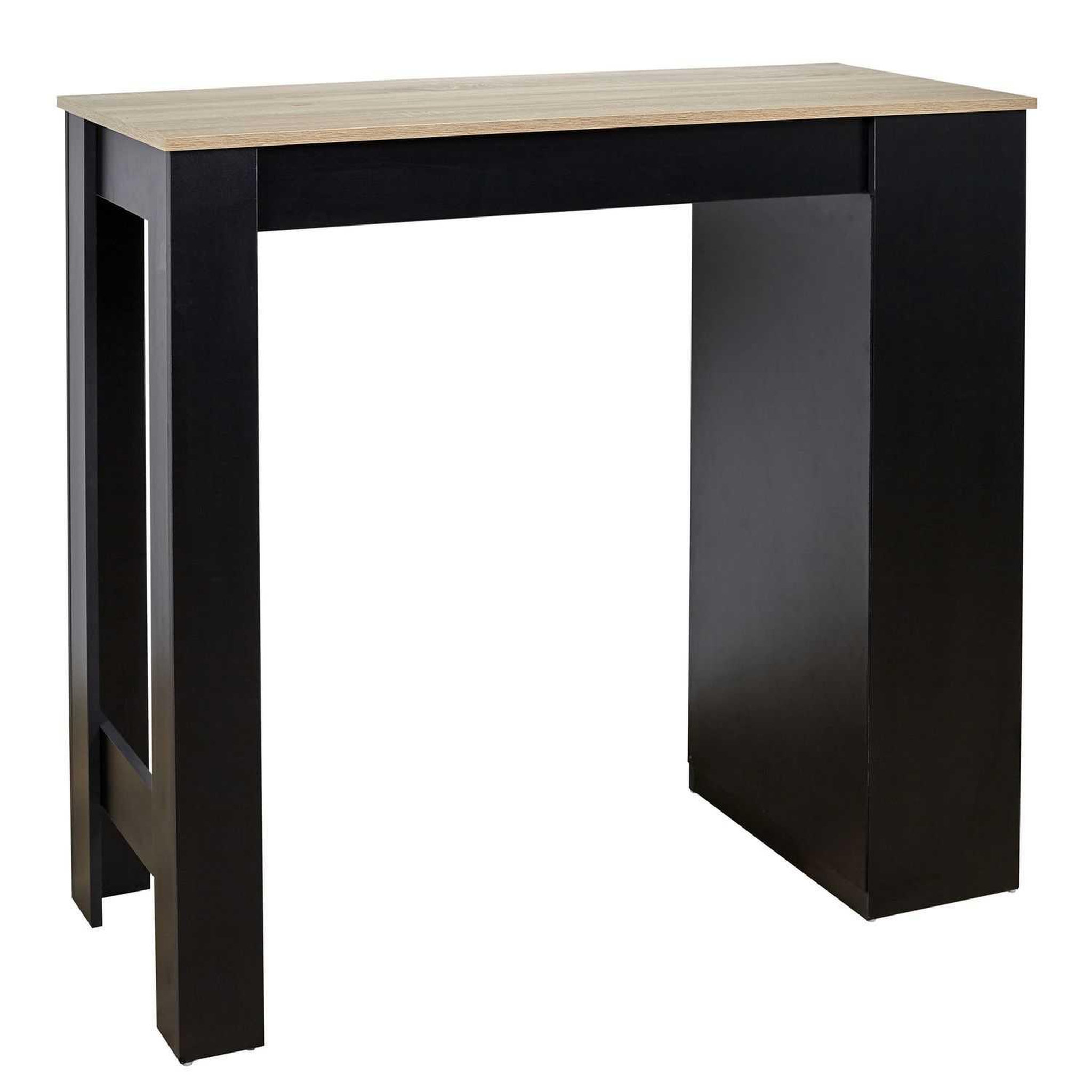 Voir la diapositive 6 : TOILINUX Table de bar mange debout cheers avec 4 niches de rangement en mdf - noir et marron