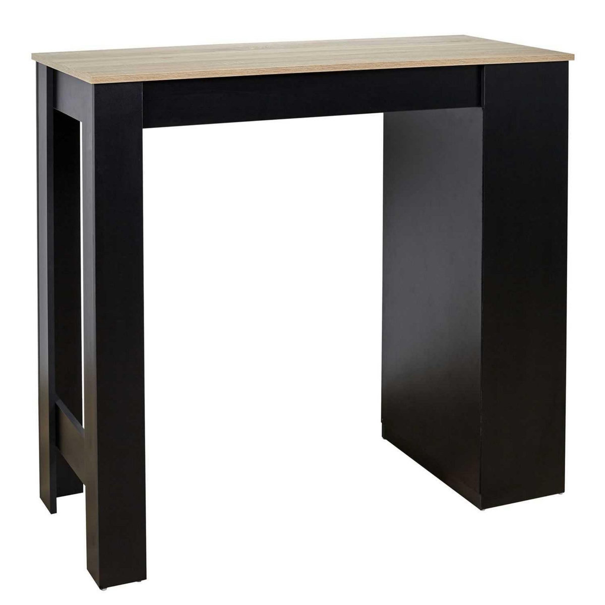 TOILINUX Table de bar mange debout Cheers avec 4 niches de rangement en MDF - Noir et Marron