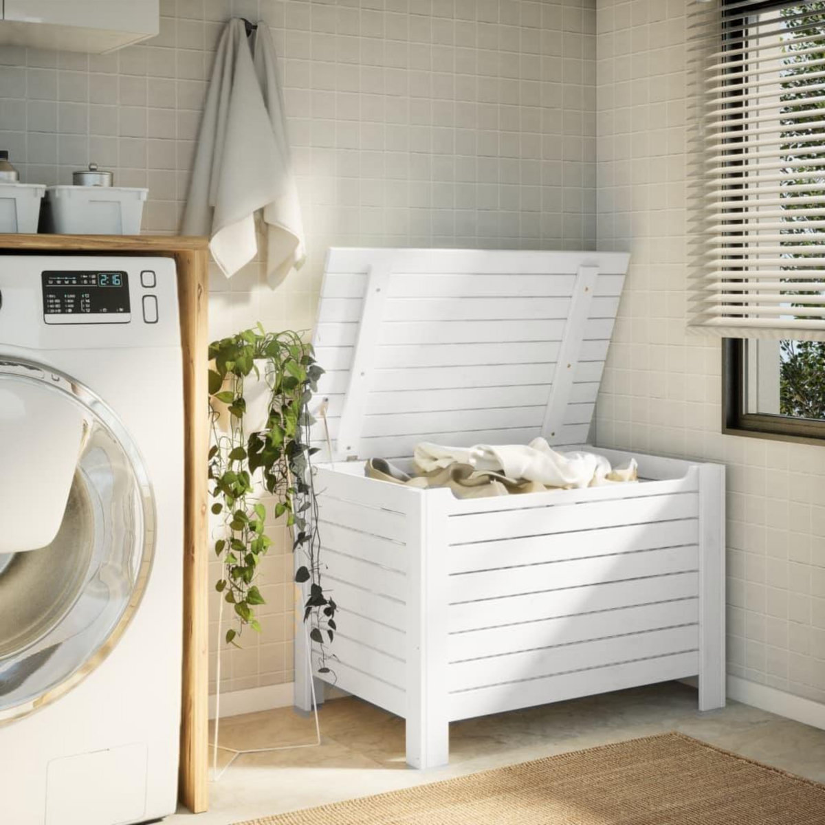 VIDAXL Boîte de rangement avec couvercle RANA blanc bois massif de pin