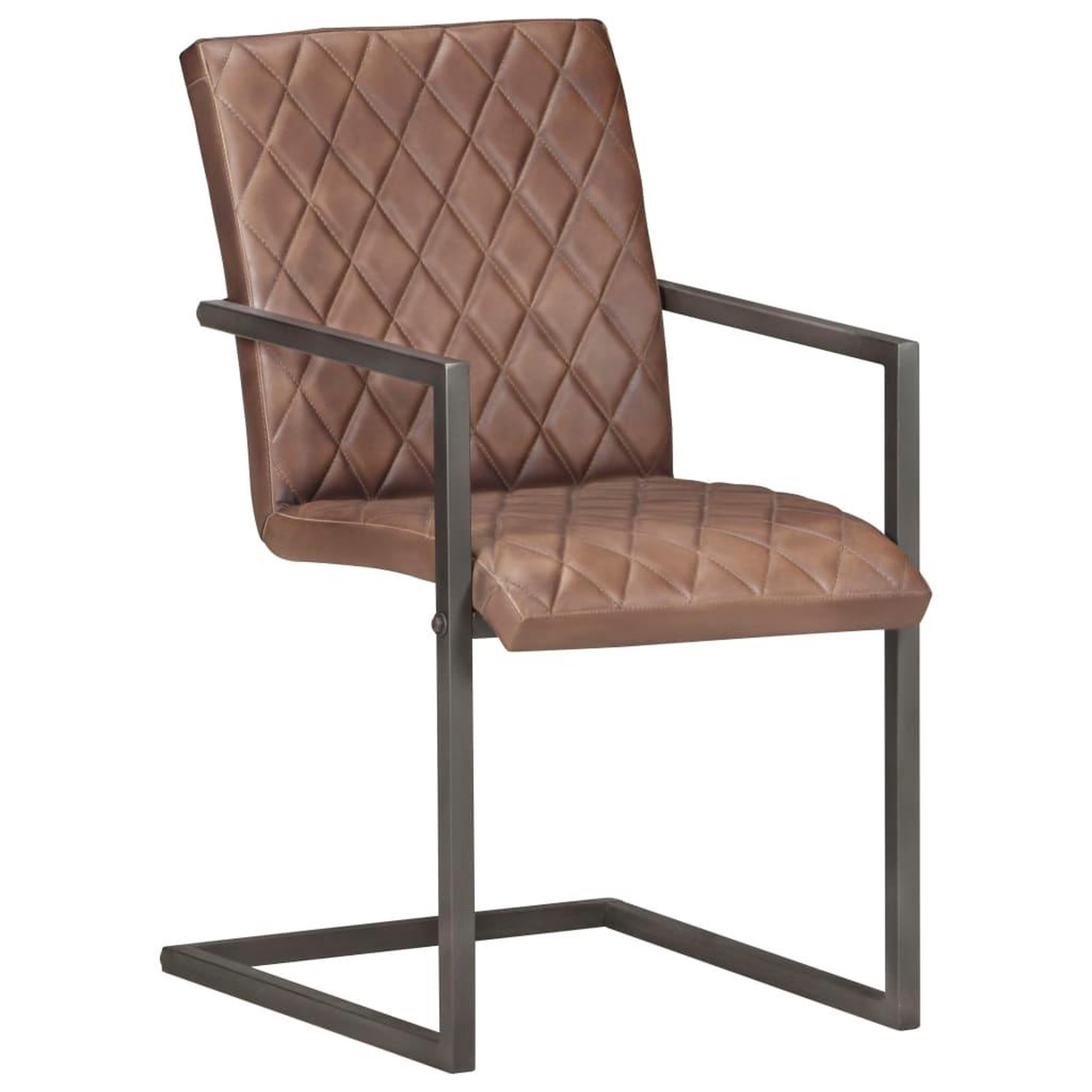 Voir la diapositive 2 : VIDAXL Chaises a manger cantilever lot de 6 marron cuir veritable