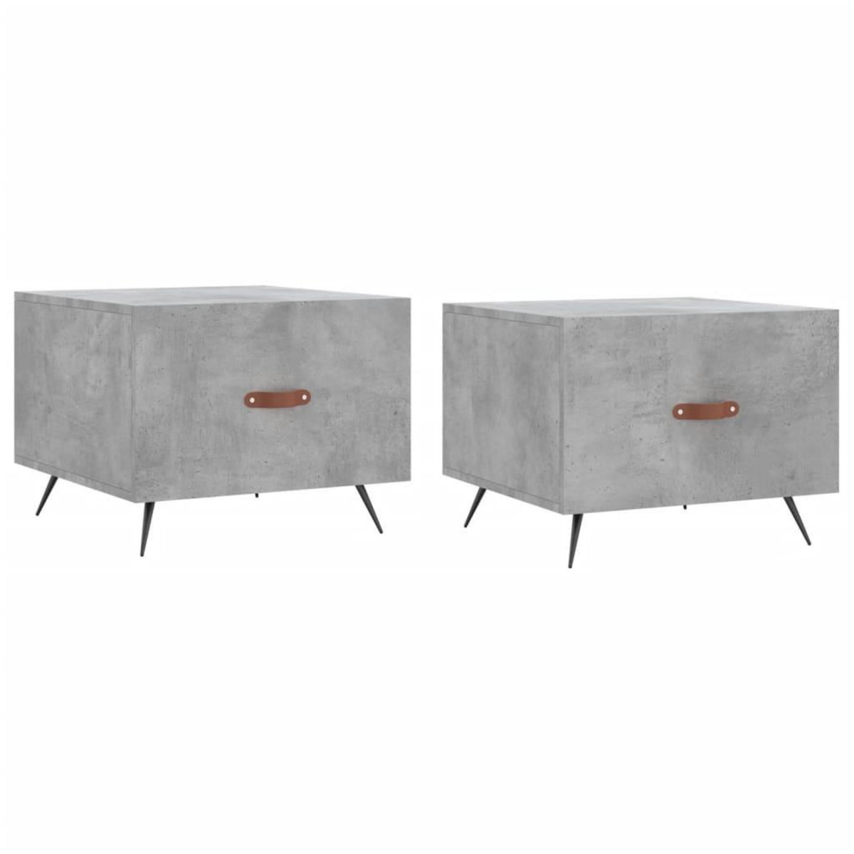 VIDAXL Tables basses 2 pcs gris beton 50x50x40 cm bois d'ingenierie
