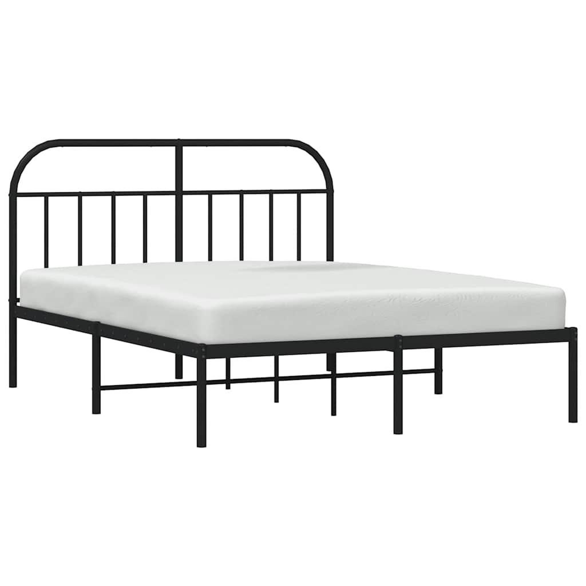Voir la diapositive 5 : VIDAXL Cadre de lit metal sans matelas avec tete de lit noir 135x190cm