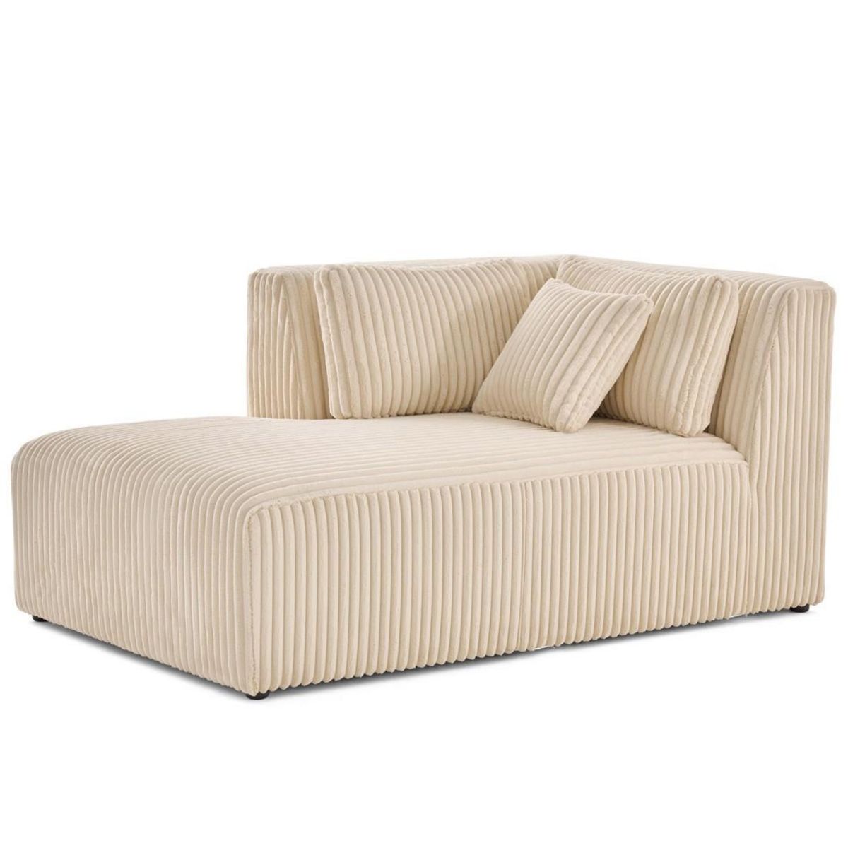 LISA DESIGN Victoire - module d'assise méridienne gauche en velours côtelé grosses côtes