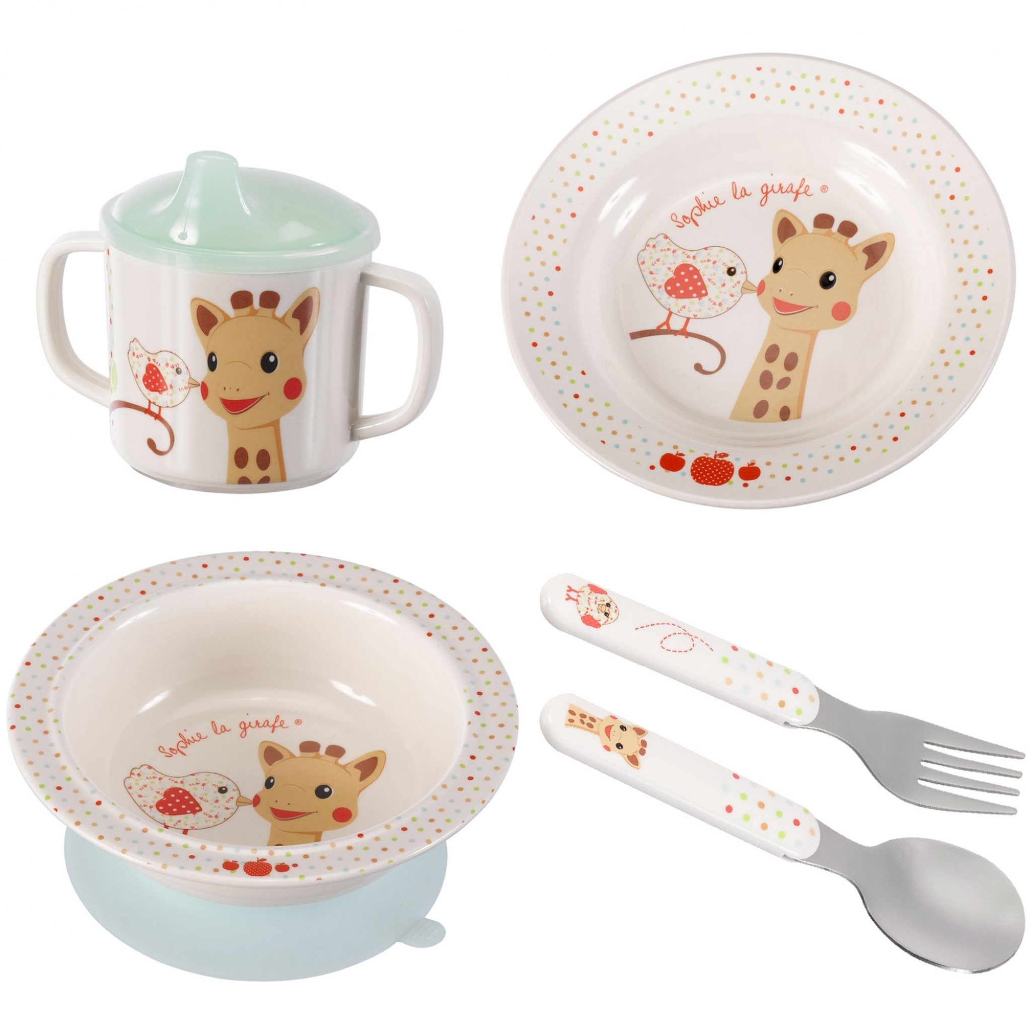Voir la diapositive 2 : VULLI Coffret repas de bébé Sophie la girafe