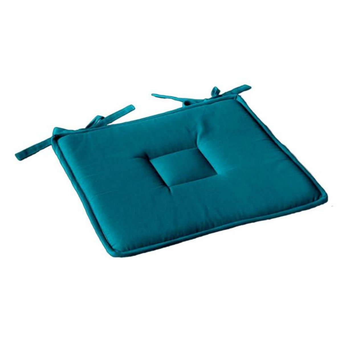 Paris Prix Galette de Chaise Uni  Panama  40x40cm Bleu Canard