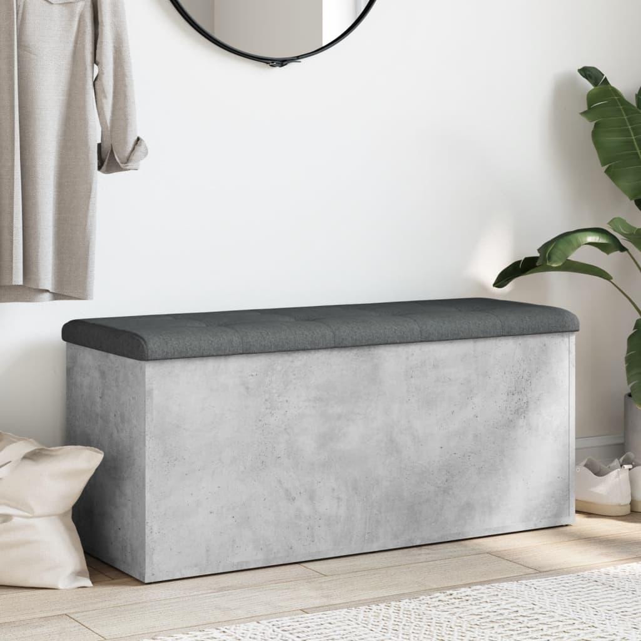 Voir la diapositive 3 : VIDAXL Banc de rangement gris beton 102x42x45 cm bois d'ingenierie