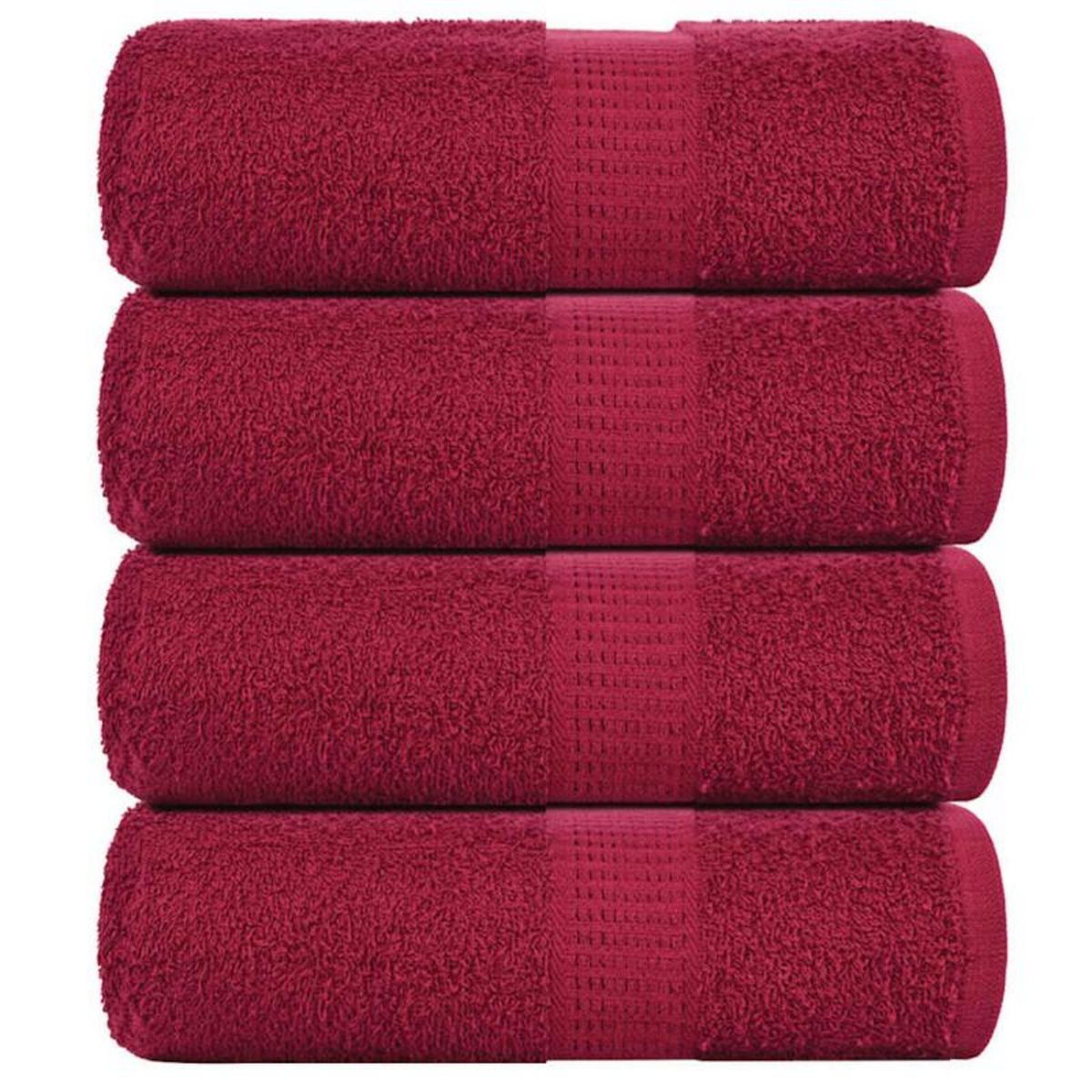 VIDAXL Serviettes d invité 4 pcs bordeaux 30x50 cm 360 g m² 100% coton