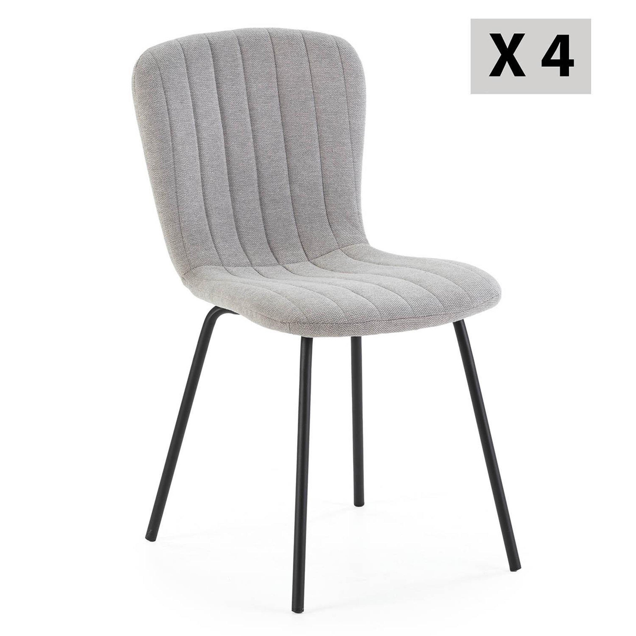 VS VENTA-STOCK Pack 4 chaises Lucky recouvertes de tissu gris clair